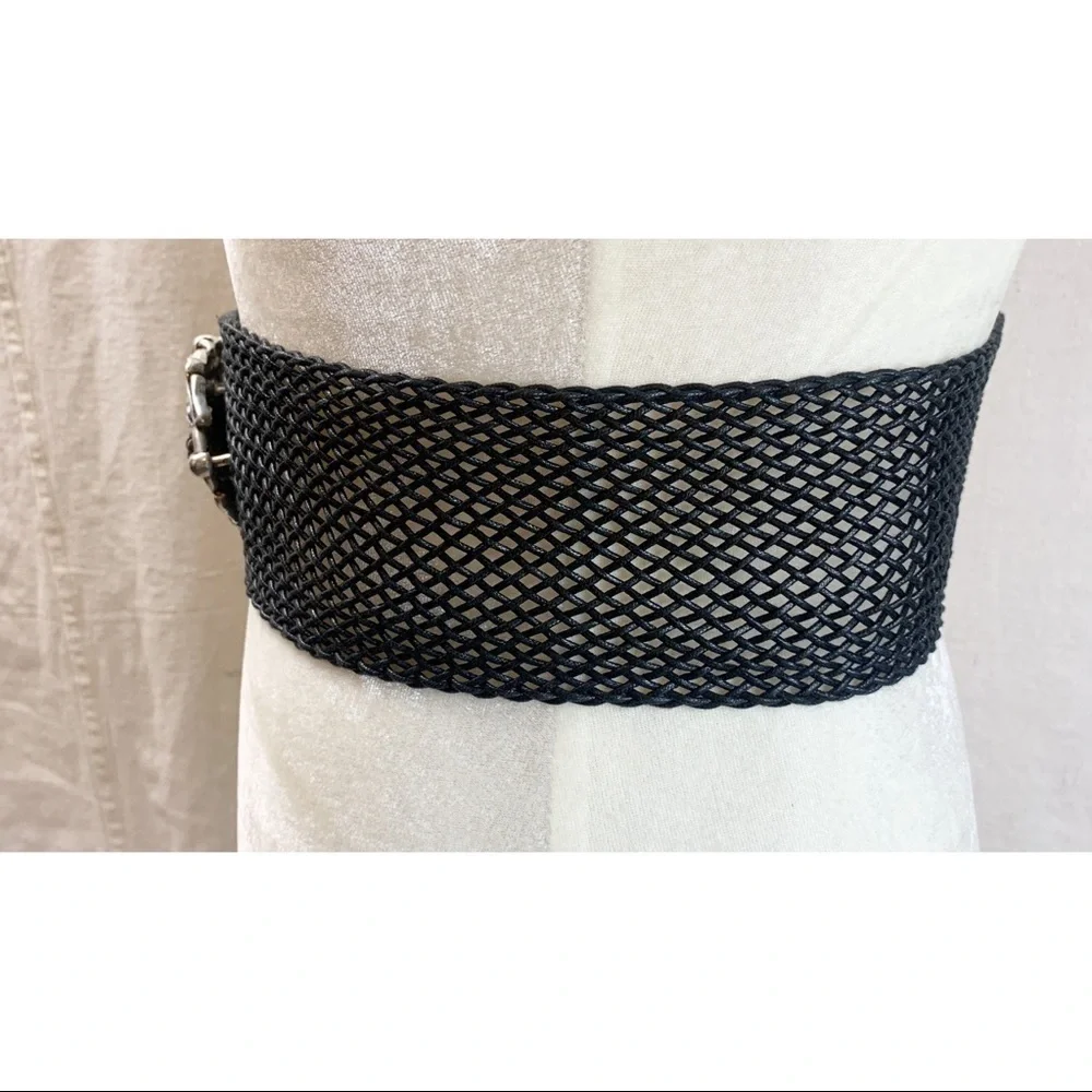 Vintage 80s Fahrenheit wide woven linen Belt